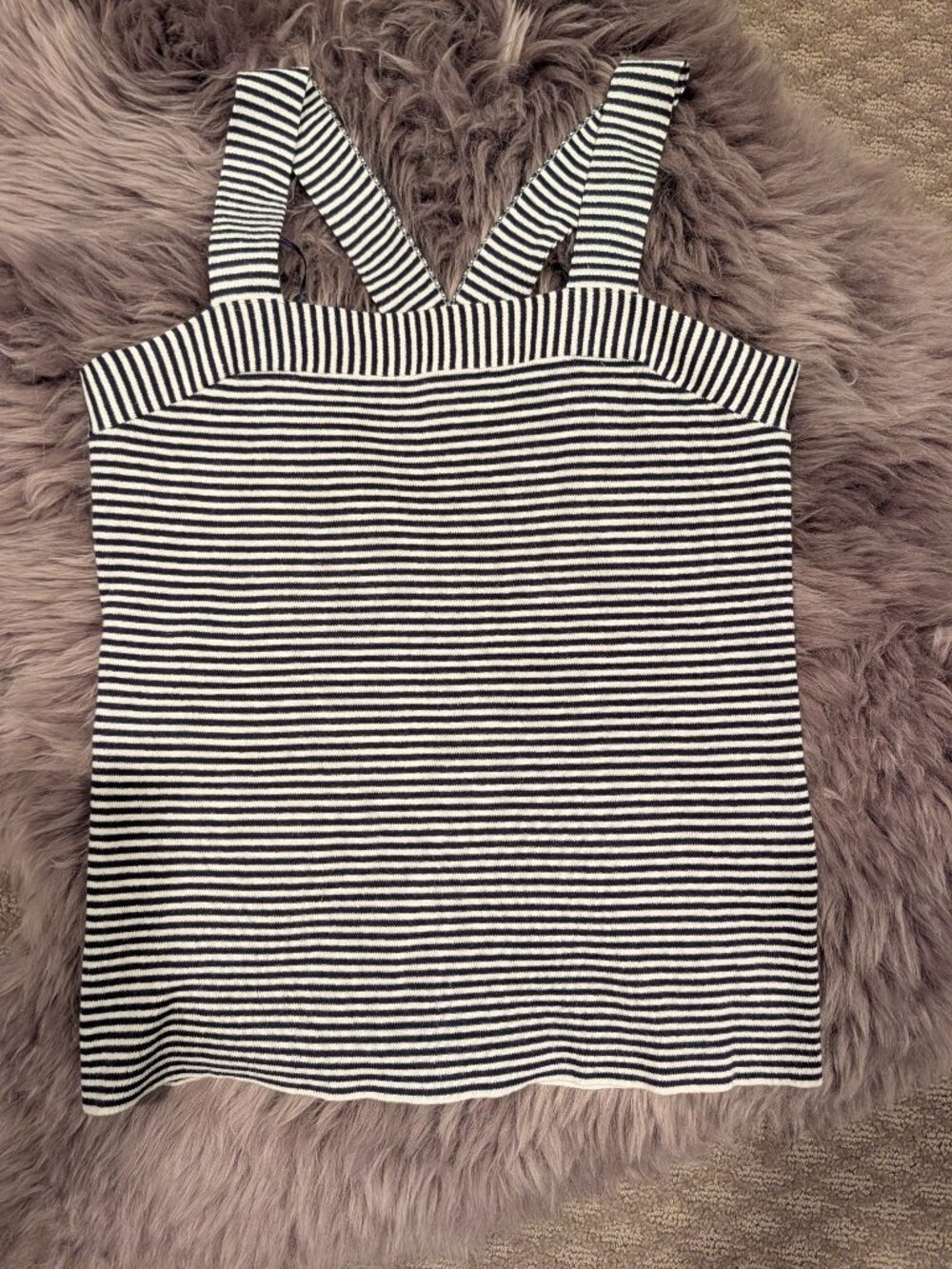 BLACK AND WHITE BABY STRIPED KNIT HALTER TANK - Picture 1 of 3